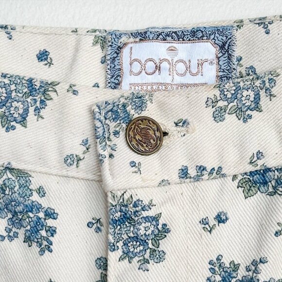 Vintage Bonjour Floral High-Waisted Jeans โ Size 14 โ Made in USA - Picture 2 of 6